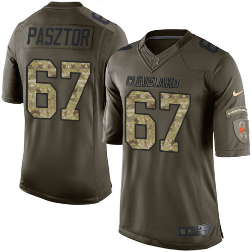 Men's Elite Austin Pasztor Nike Jersey Green - #67 Salute to Service NFL Cleveland Browns